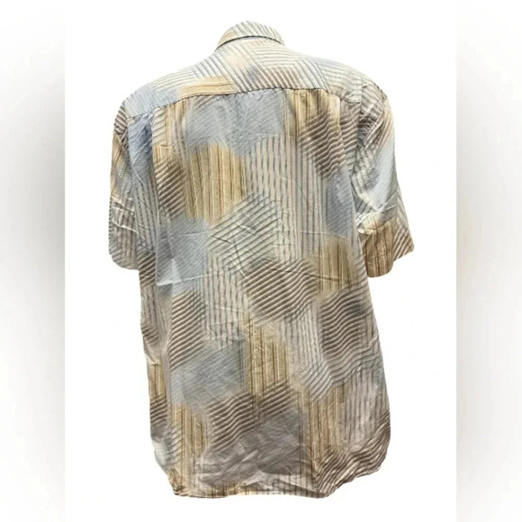 Jack Lipson 100% Cotton S/S Striped Polo Button Up Tan/Blue/White Shirt Size XL - Picture 3 of 7